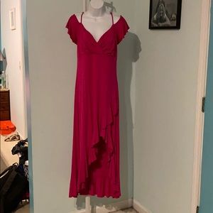 Venus size large pink ruffle cold shoulder dress